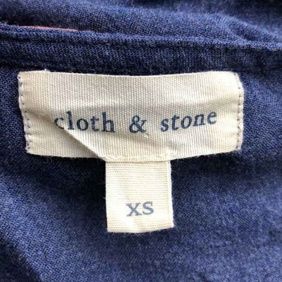 Cloth & Stone Lace Sleeve Chambray Blouse XS Blue - Picture 7 of 9